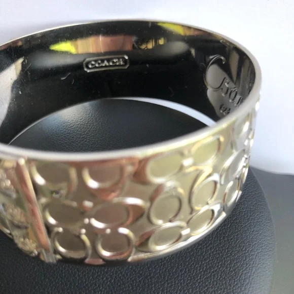 Coach Logo Wide Silver Signature Bracelet - Picture 7 of 9